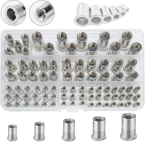 Metric Rivet Nut Tool Kit(160Pcs), Flat Head Metric Aluminum Alloy M3 M4 M5 M6 M8 M10 Threaded Insert in Saudi Arabia