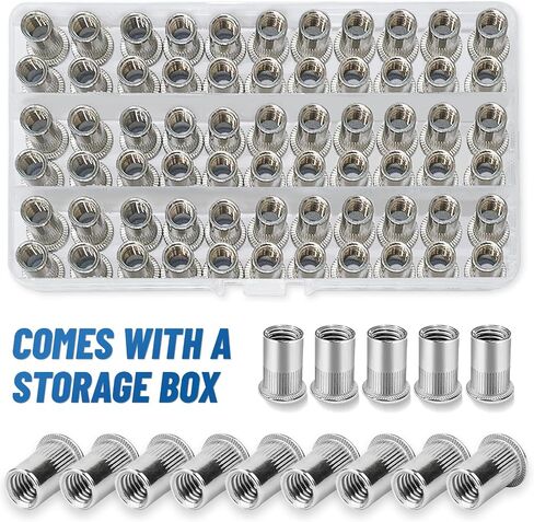 Metric Rivet Nut Tool Kit(160Pcs), Flat Head Metric Aluminum Alloy M3 M4 M5 M6 M8 M10 Threaded Insert in Saudi Arabia