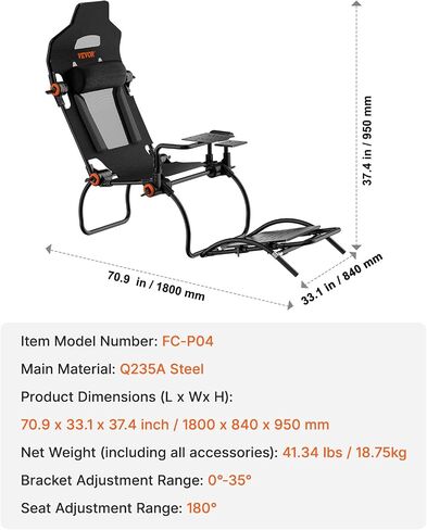 VEVOR Racing Wheel Stand, Racing Cockpit with Wheels for Logitech G923 G920 G29 & Thrustmaster T248P, Heavy Duty Steel Adjustable Cockpit, Max Load 330 LBS in Saudi Arabia