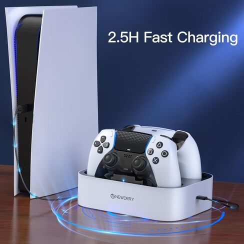 NEWDERY for PS5 Controller Charger Station Compatible with Dualsense Edge, Fast Charging Dock Stand with Cable, Dual Charging Station for PlayStation 5 & DualSense Edge Controller in Kuwait
