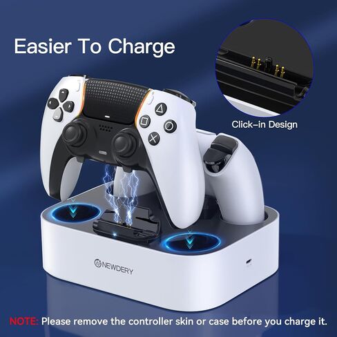 NEWDERY for PS5 Controller Charger Station Compatible with Dualsense Edge, Fast Charging Dock Stand with Cable, Dual Charging Station for PlayStation 5 & DualSense Edge Controller in Kuwait