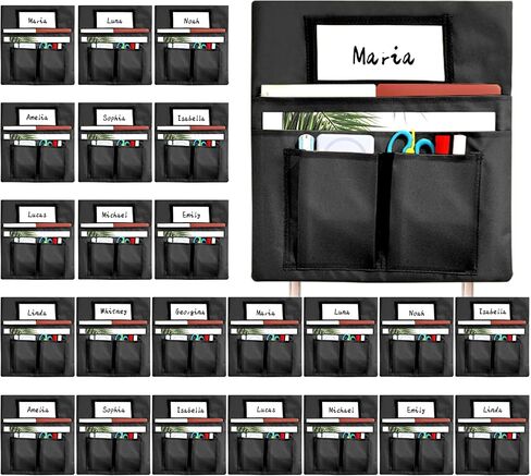 24 PCS كرسي جيوب للفصول الدراسية 14 × 13 بوصة مقعد مع علامة اسم للفصول الدراسية الرسم البياني الرسم البياني K-2 كراسي المقعد منظم المقعد لمستلزمات المدرسة الابتدائية (بوهو) in Saudi Arabia