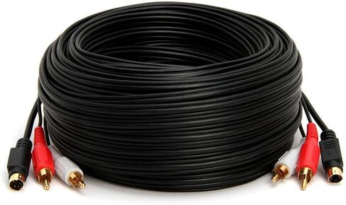 S Video Cable 25 ft SVHS 4-PIN Video Cable Mini Din S-Video Cord for Home Theater, Camcorder, DSS Receiver, DVD Player- Black in Saudi Arabia