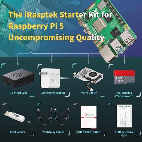مجموعة أدوات التشغيل لجهاز Raspberry Pi 5 بذاكرة وصول عشوائي سعتها 8 جيجابايت محملة مسبقًا بإصدار Raspberry Pi OS بسعة 128 جيجابايت (حافظة من الألومنيوم) in Kuwait