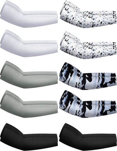 Hicarer 10 Pairs Sun Protection Arm Sleeves Cooling Sports Compression Athletic Sleeves for Basketball Running Cycling Golfing (Chic Color) in Saudi Arabia