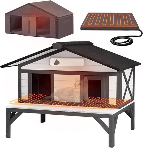 GUTINNEEN Insulated Outdoor Cat House for Winter Feral Cat Shelter Weatherproof Expandable in Kuwait