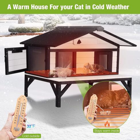 GUTINNEEN Insulated Outdoor Cat House for Winter Feral Cat Shelter Weatherproof Expandable in Kuwait