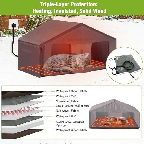 GUTINNEEN Insulated Outdoor Cat House for Winter Feral Cat Shelter Weatherproof Expandable in Kuwait