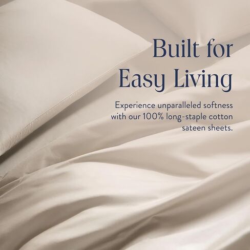 Brooklinen Sateen 4-Pc Sheet Set Luxury Softness - Queen, Pebble Stripe in Saudi Arabia