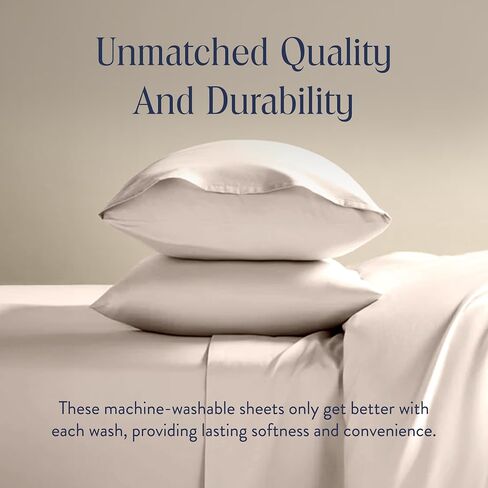 Brooklinen Sateen 4-Pc Sheet Set Luxury Softness - Queen, Pebble Stripe in Saudi Arabia