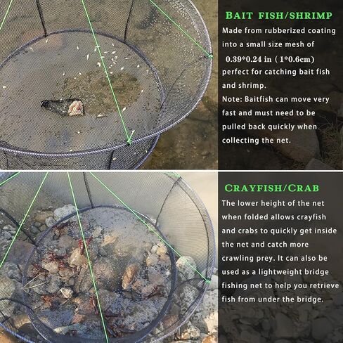 Drasry Fishing Net Trap for Crayfish Crab Bait Minnow Shrimp Foldable Fish Crawdad Lobsters Cast Net Collapsible in Kuwait