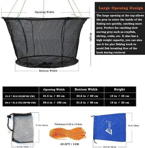 Drasry Fishing Net Trap for Crayfish Crab Bait Minnow Shrimp Foldable Fish Crawdad Lobsters Cast Net Collapsible in Kuwait