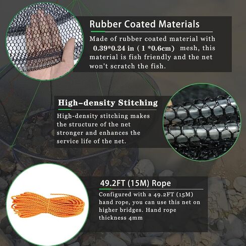Drasry Fishing Net Trap for Crayfish Crab Bait Minnow Shrimp Foldable Fish Crawdad Lobsters Cast Net Collapsible in Kuwait