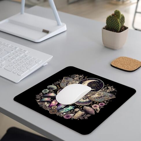 Skull Mouse Pad for Desk - Gothic Home Office Desk Decor Accessories, Goth Floral Skeleton Skull Waterproof Non-Slip Rubber Base Mousepad for Office Laptop Computer 7.9x9.5 Inch in Kuwait