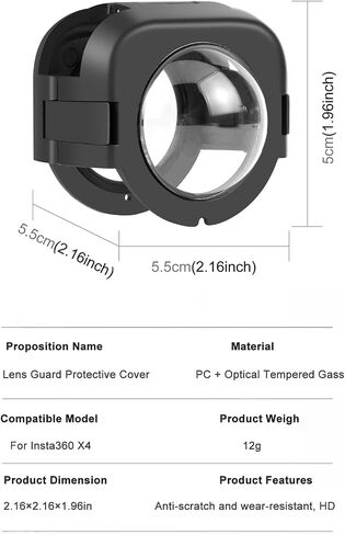 PULUZ Sticky Lens Guard for Insta360 One X2,PC Material Protective Lens Cap for 360 One X2 High Light Transmittance Anti-drop Anti-dust Sports Camera Protective Lens Guard Accessories in Saudi Arabia