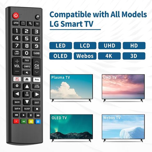 Rimous Remote Compatible with LG TV Remote Control (All Models) for All LG Smart TV LCD LED 3D AKB75375604 AKB75095307 AKB75675304, Remote Control for LG TV Remote Wr Holder & Battery in Kuwait