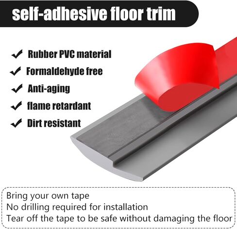 Floor Transition Strip Self Adhesive,PVC Carpet to Tile Flooring Transition Strip,Vinyl Flexible Flooring Transition Strip for Carpet Threshold Transition Strip (Grey Wood Grain, 5mm/10FT) in Saudi Arabia