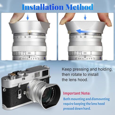 Haoge Square Metal Lens Hood for Voigtlander NOKTON 35mm f1.4, 40mm f1.4, 50mm f1.5 Aspherical II 28mm F1.5 VM Lens,Carl Zeiss Biogon T* 35mm f2 35mm f2.8 ZM, Planar T* 2/50 50mm f2 ZM in Saudi Arabia