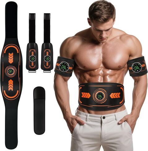 Abs Muscle Stimulator with TENS & PMS Function, Muscle Machine Workout Equipment, Ab Toning Belt for Abdomen/Arm/Leg, Ab Trainer for Home Gym Use in Saudi Arabia