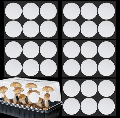 24pcs 2.5 inch Single Tube Filter Patches, Mushroom Single Tube Filter Disc, Single Tube Sticky Filter Disc, Mushroom Filter for Mushroom Growing Supplies Filter Pad Replacement. (3mm Thick) in Kuwait