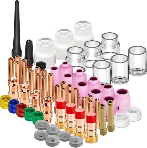 81PCS TIG Welding Torch Accessories Kit Collets Body Glass Cup Alumina Nozzle Stubby Gas Lens #10 Cup Kit for TIG WP-17/18/26 in Saudi Arabia
