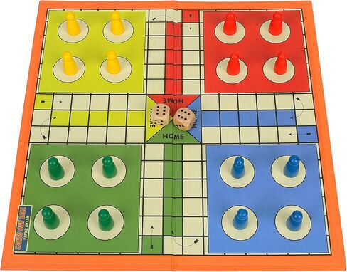 Classic Snakes and Ladders Board Game for Kids & Adults – Foldable, Portable Family Board Game with Dice & Game Pieces, Traditional Retro Educational Toy Game for 2-4 Players Ages 3+ in Kuwait