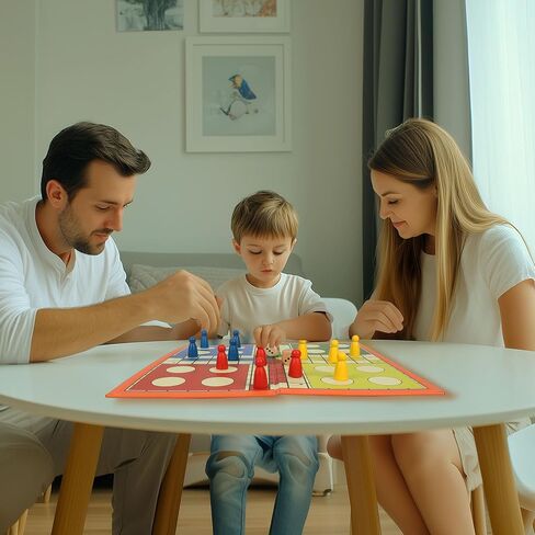 Classic Snakes and Ladders Board Game for Kids & Adults – Foldable, Portable Family Board Game with Dice & Game Pieces, Traditional Retro Educational Toy Game for 2-4 Players Ages 3+ in Kuwait