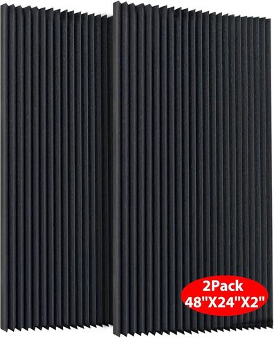 FONESO Acoustic Panels, High Density Sound Absorbing Panels for Walls, Acoustic Foam Panels Fire Resistant for Noise Dampening,Sound Panels, Studio Foam for Home Office (48''X24''X2'' (1 PCS)) in Saudi Arabia