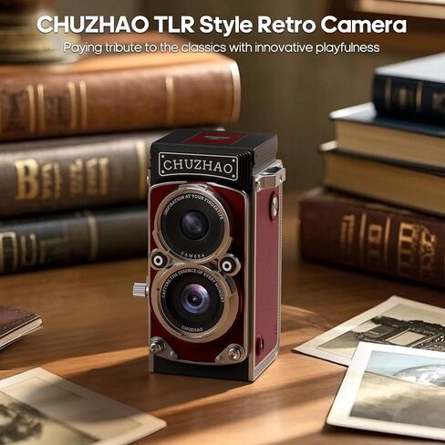 Chuzhao Mini Retro Digital Camera - Pintage TLR Style Point و Shoot Auto Focus Vlogging Camera و Compact & Portable و 16 جيجابايت متضمنة ، مثالية للمبتدئين والمراهقين والأطفال والبالغين in Kuwait