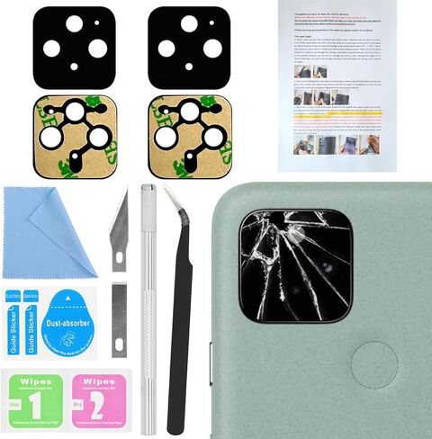 قطعتان لاستبدال زجاج عدسة الكاميرا الخلفية ASDAWN لـ Google Pixel 6a مع لاصق مثبت مسبقًا، طقم زجاج عدسة الكاميرا الخلفية 6.1 بوصة Pixel 6a مع دليل التثبيت + مجموعة أدوات الإصلاح in Kuwait