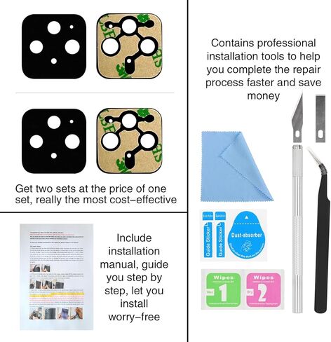 قطعتان لاستبدال زجاج عدسة الكاميرا الخلفية ASDAWN لـ Google Pixel 6a مع لاصق مثبت مسبقًا، طقم زجاج عدسة الكاميرا الخلفية 6.1 بوصة Pixel 6a مع دليل التثبيت + مجموعة أدوات الإصلاح in Kuwait