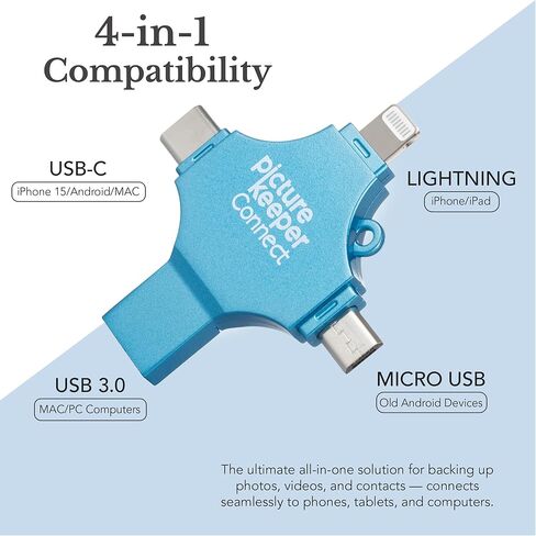 محرك أقراص فلاش USB للصور والفيديو من Picture Keeper Connect لأجهزة Apple وAndroid وأجهزة الكمبيوتر الشخصي، محرك إبهام سعة 64 جيجابايت، فيروزي in Kuwait