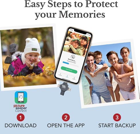 Picture Keeper Connect for iPhone, Android, USB-C, PC & Mac - 64GB USB Backup for Photos, Videos, Contacts, Flash Drive Memory Backup - 64GB, Gold in Kuwait