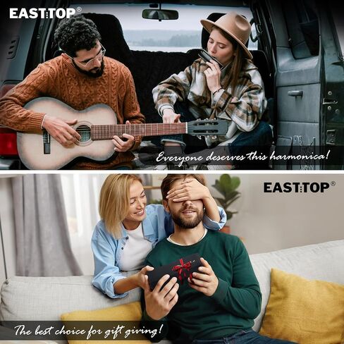 East Top Chromatic Harmonica Key of C ، 12 Holes 48 Tones Professional Morm Dream Harmonic Harmonica للبالغين والمهنيين والطلاب ، والأبيض in Kuwait