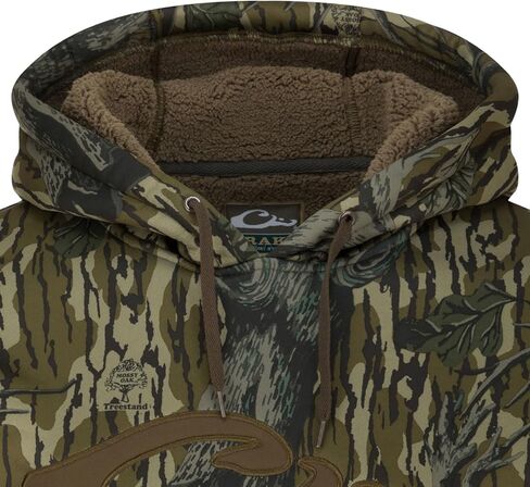 Drake Waterfowl Men's LST Silencer Hunting Warm Anti-Pilling Hoodie with Soft Feel Combed Fleece Interior & Kangaroo Pouch, Mossy Oak Bottomland, XX-Large in Kuwait