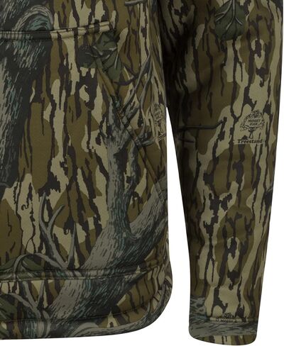 Drake Waterfowl Men's LST Silencer Hunting Warm Anti-Pilling Hoodie with Soft Feel Combed Fleece Interior & Kangaroo Pouch, Mossy Oak Bottomland, XX-Large in Kuwait
