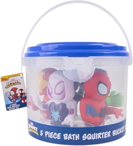 Marvel Spidey & Friends - مجموعة دلو من 5 قطع حمام - ألعاب الحمام للأطفال والأطفال الصغار - تشمل دلو منظم - ألعاب ماء حمام المتجر in Kuwait