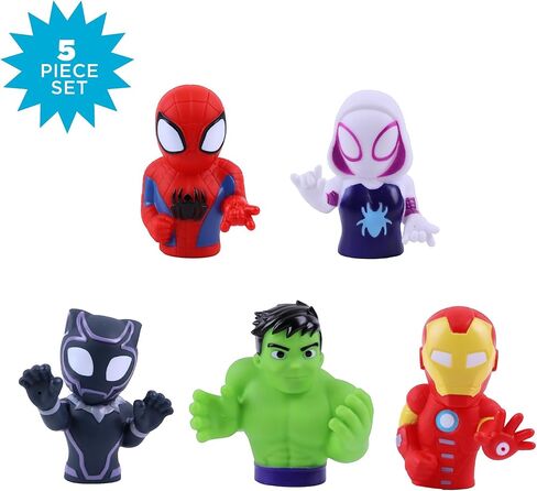 Marvel Spidey & Friends - مجموعة دلو من 5 قطع حمام - ألعاب الحمام للأطفال والأطفال الصغار - تشمل دلو منظم - ألعاب ماء حمام المتجر in Kuwait