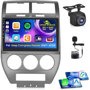 2+64G Android 13 CarPlay Car Stereo Radio for Jeep Compass Patriot 2007-2009, 10.1'' HD Touch Screen Compatible with Android Auto, AHD Backup Camera, Mirror Link, GPS, WiFi, FM RDS in Kuwait