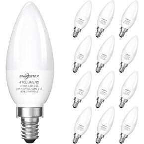 SHINESTAR 6-Pack E12 LED Bulb, 40W Equivalent, 2700K Warm White, A15 Candelabra Base Ceiling Fan Light Bulbs, Non-Dimmable in Saudi Arabia