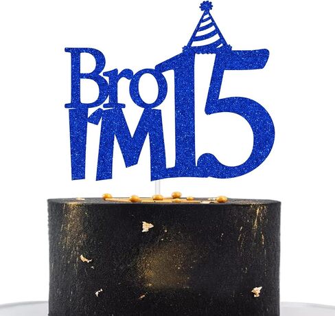 Happy 6th Birthday Cake Topper, Bro I'm 6 Cake Decor, Bro It's My Birthday, Boys Funny 6th Birthday Party Decorations Blue Glitter in Kuwait