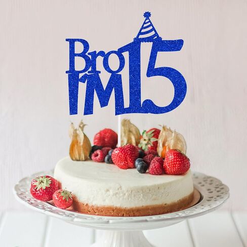 Happy 6th Birthday Cake Topper, Bro I'm 6 Cake Decor, Bro It's My Birthday, Boys Funny 6th Birthday Party Decorations Blue Glitter in Kuwait