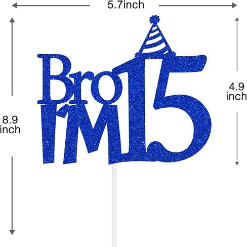 Happy 6th Birthday Cake Topper, Bro I'm 6 Cake Decor, Bro It's My Birthday, Boys Funny 6th Birthday Party Decorations Blue Glitter in Kuwait