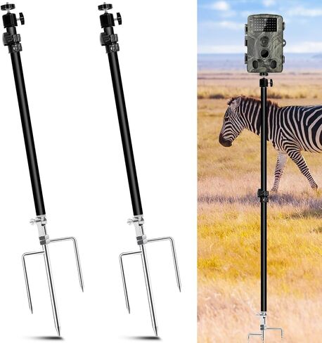 4 Pack Trail Camera Stand Mount 360° Adjustable Stainless Steel Game Camera Stand 1/4 -20 Thread Foldable Camera Mounting Bracket Camera Stake Post for Outdoor Hunting Night Fishing Lights in Kuwait