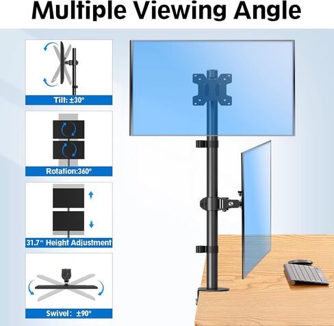 MOUNTUP Triple Monitor Stand, Height Adjustable Monitor Desk Mount Fit for Three 17 to 32 Inch Computer Screens, Stacked Monitor Arm for 3 monitors, with C-Clamp and Grommet Base,up to 17.6lbs per Arm in Kuwait