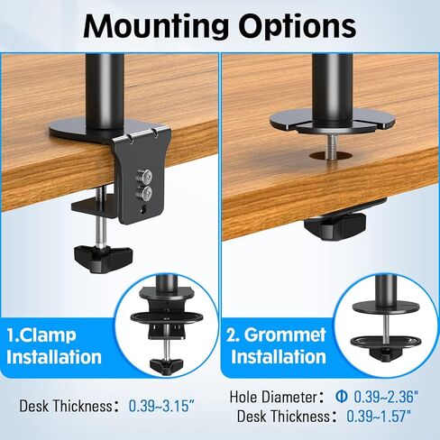 MOUNTUP Triple Monitor Stand, Height Adjustable Monitor Desk Mount Fit for Three 17 to 32 Inch Computer Screens, Stacked Monitor Arm for 3 monitors, with C-Clamp and Grommet Base,up to 17.6lbs per Arm in Kuwait