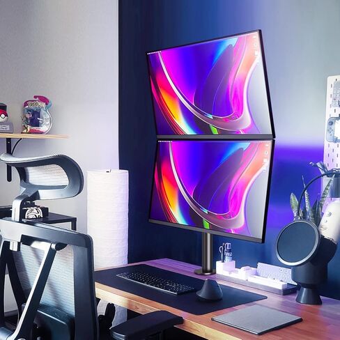 MOUNTUP Triple Monitor Stand, Height Adjustable Monitor Desk Mount Fit for Three 17 to 32 Inch Computer Screens, Stacked Monitor Arm for 3 monitors, with C-Clamp and Grommet Base,up to 17.6lbs per Arm in Kuwait