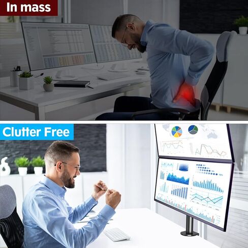 MOUNTUP Triple Monitor Stand, Height Adjustable Monitor Desk Mount Fit for Three 17 to 32 Inch Computer Screens, Stacked Monitor Arm for 3 monitors, with C-Clamp and Grommet Base,up to 17.6lbs per Arm in Kuwait