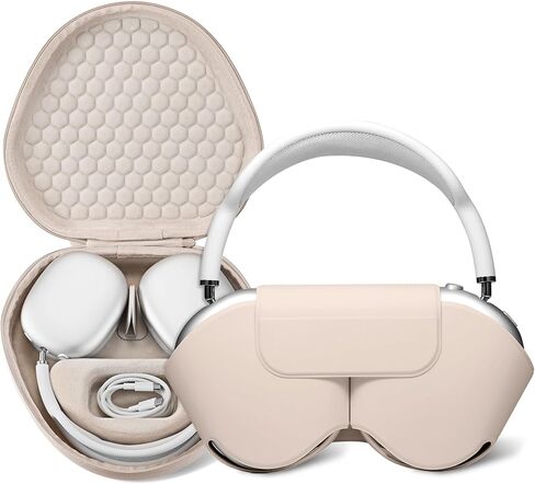 غطاء حافظة Maxjoy لهاتف Apple Airpods Max الذكي، ملحقات غطاء حماية من جلد البولي يوريثان الناعم لجهاز Airpod Max مع وضع النوم، حقيبة حمل مضادة للغبار لسماعات Airpods Pro Max، أسود in Kuwait