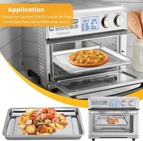 استبدال صينية مقلاة الهواء لفرن الحمل الحراري Cuisinart TOA-60 TOA-65 TOA-70، مقلاة هوائية شبكية غير لاصقة مقاس 12.2 × 11 بوصة، سلة من الفولاذ المقاوم للصدأ، أجزاء ملحقات حامل الأسلاك، آمنة للاستخدام في غسالة الأطباق in Kuwait